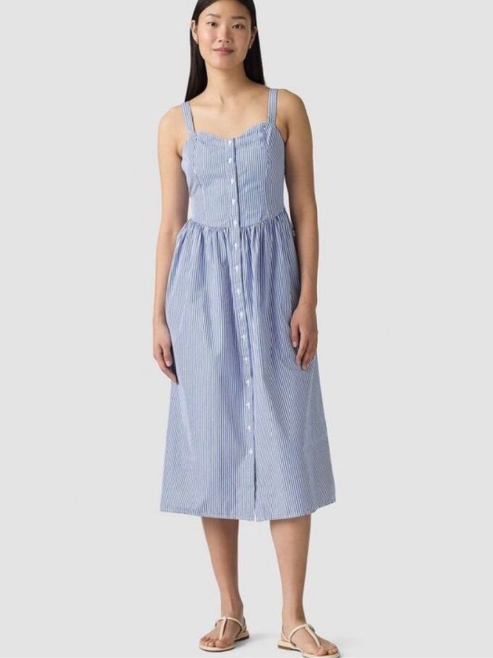 NWOT Levi’s Women's Adore Sweetheart-Neck Midi Dress 100% cotton Size L